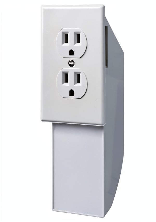 Hidden Wall Outlet Safe by SmartWorks OS-12/2229 White Large Capacity-0