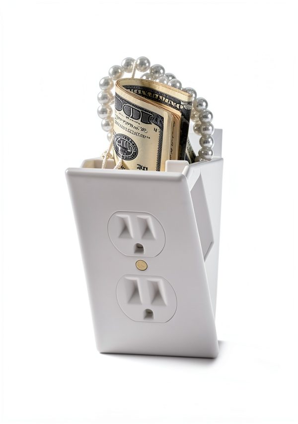 Hidden Wall Outlet Safe by SmartWorks OS-12/2229 White Large Capacity-2