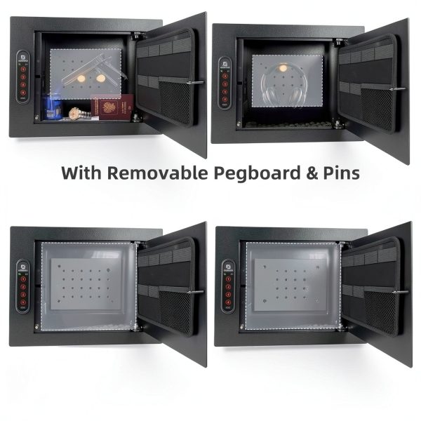 Hidden Wall Safe XDeer 0.405 cuft Portable Black Safe with Pegboard-3