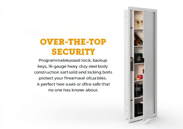 SnapSafe In Wall Tall Safe Light Grey with Keypad Entry Model 75414-1