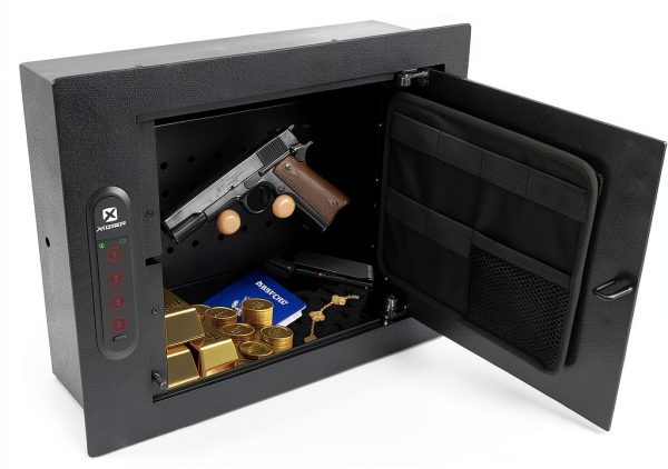 Hidden Wall Safe XDeer 0.405 cuft Portable Black Safe with Pegboard-0